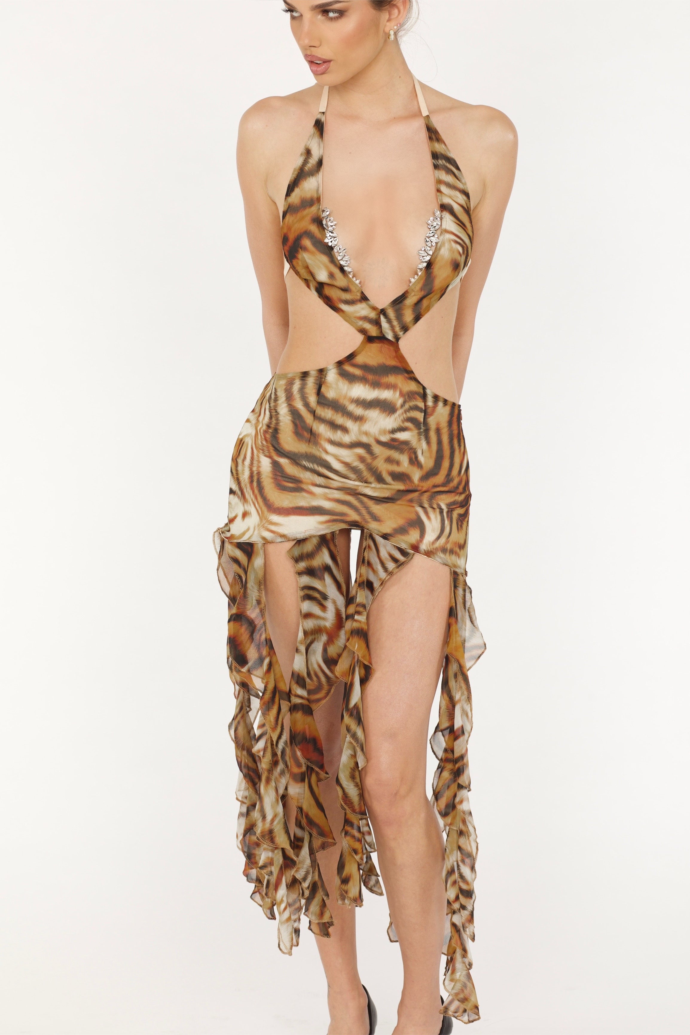 MOBWIFE DRESS in tiger print